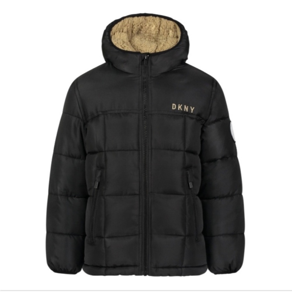 DKNY KIDS REVERSIBLE PUFFER SHERPA JACKET SIZE S